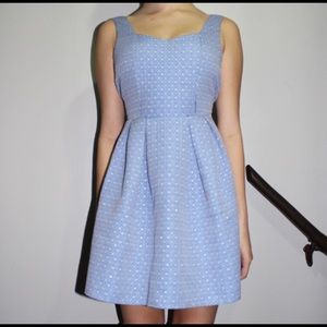 Cornflower blue pleated dress